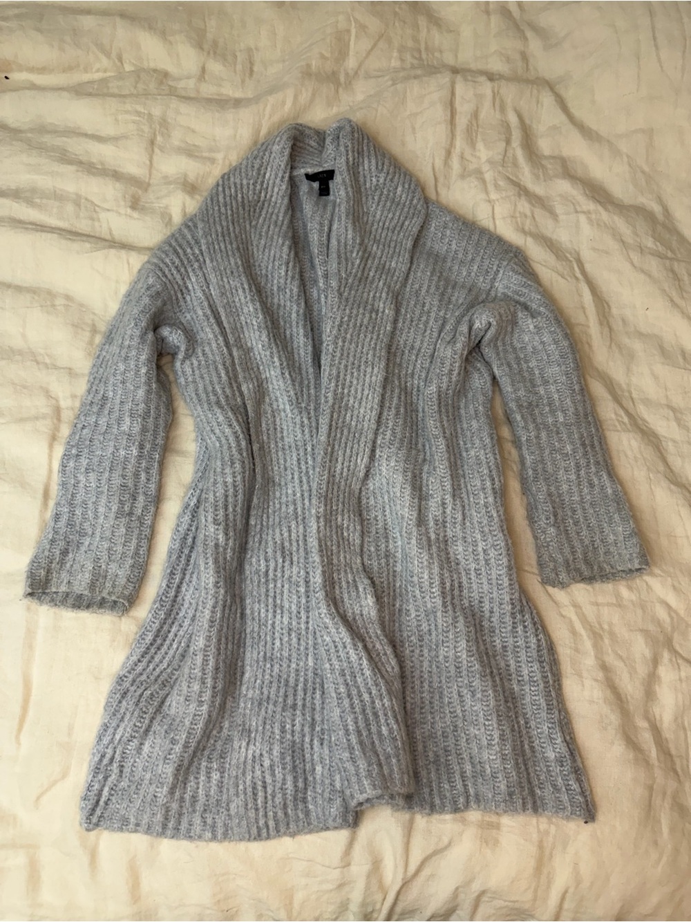 J. Crew Women’s Gray Ribbed Open-Front Sweater Cardigan with pockets